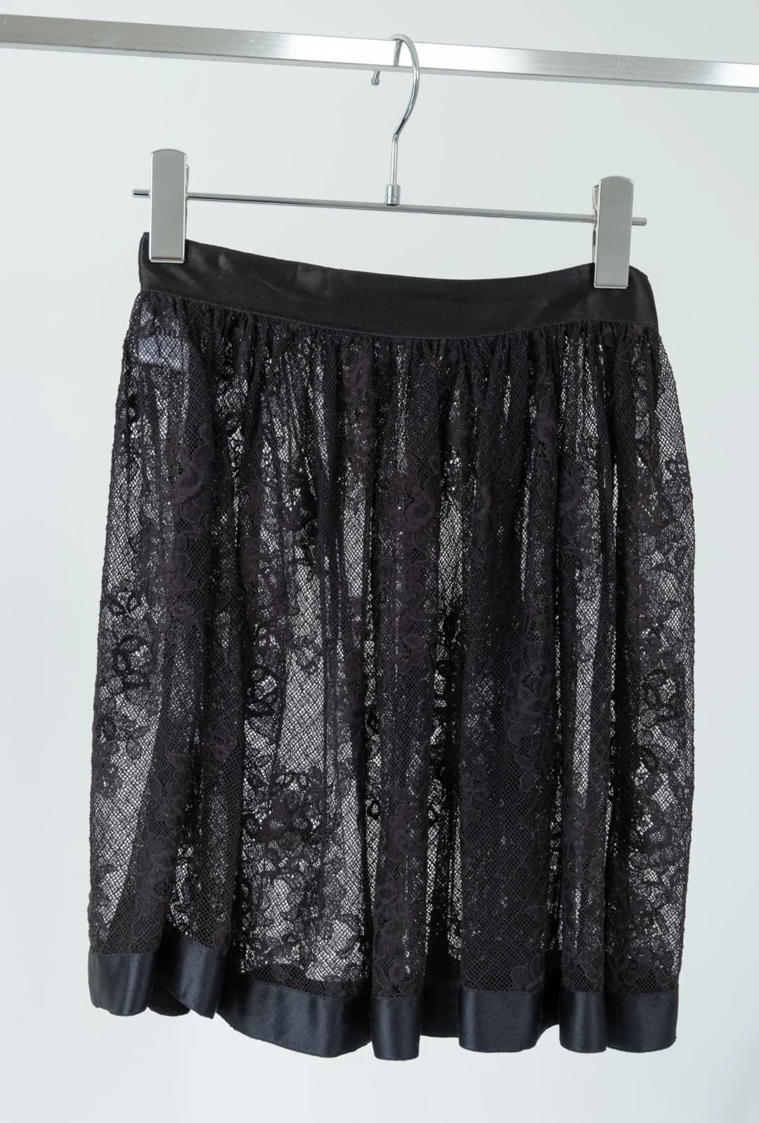 MIU MIU 2014 Black Lace Skirt with Separate Lining – IT 36